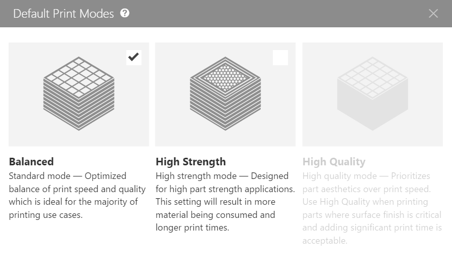 MakerBot Print 4.0 Print Modes
