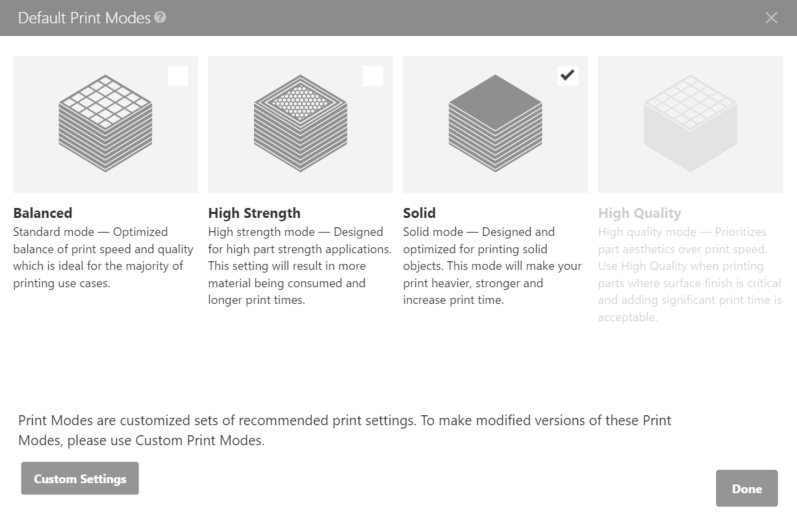 MakerBot Print Solid Print Mode