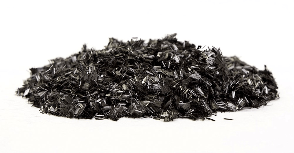 Chopped carbon fibers ready to be added to a base polymer to form a 3D printing composite