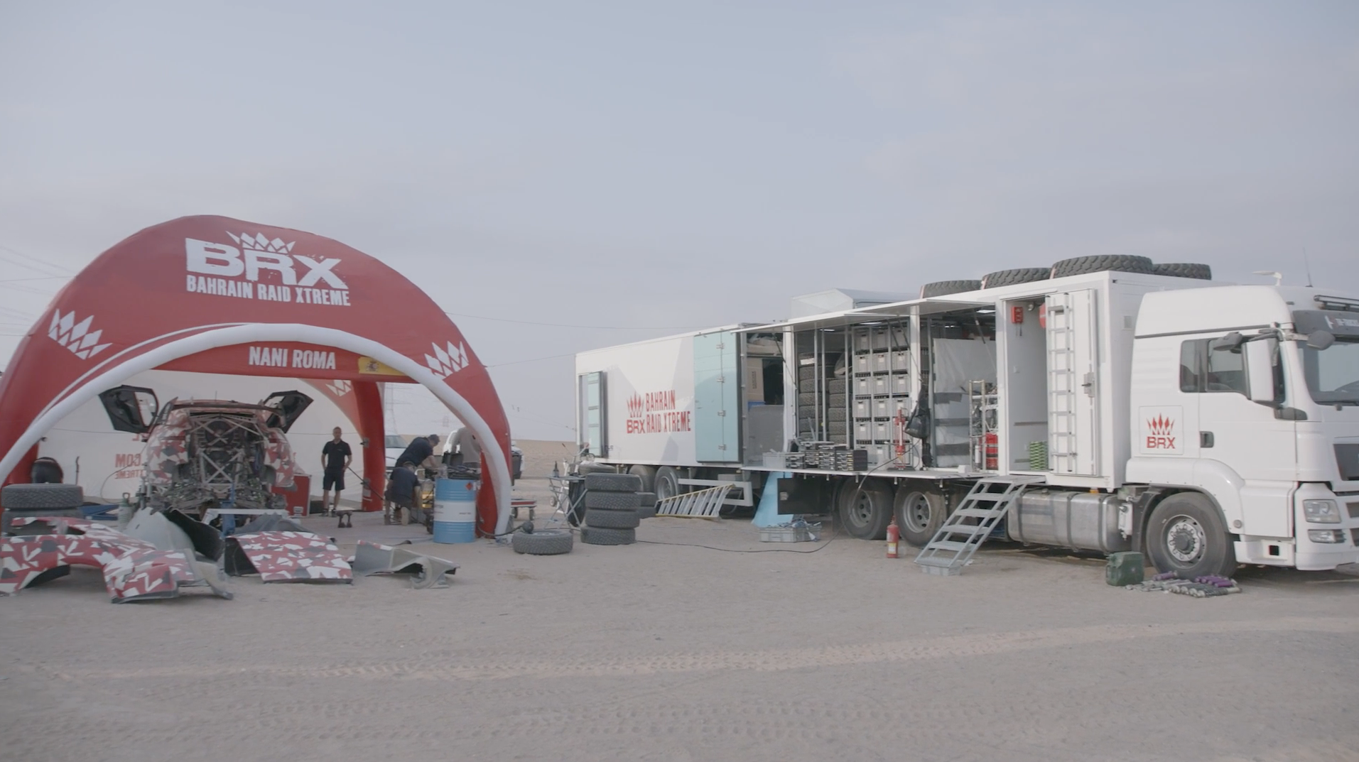 At the Dakar Rally, Team BRX operates out of a basecamp called "The Bivouac" filled with over a dozen vehicles, support personnel, and equipment. The team is one of the largest and best equipped to participate at Dakar in 2021.
